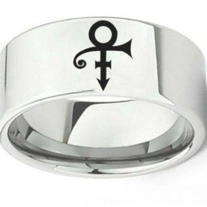 Prince Laser Engraved Purple Rain Symbol Ring Size 10